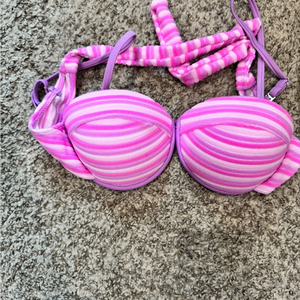 SHEIN Pink and Purple Striped Bikini